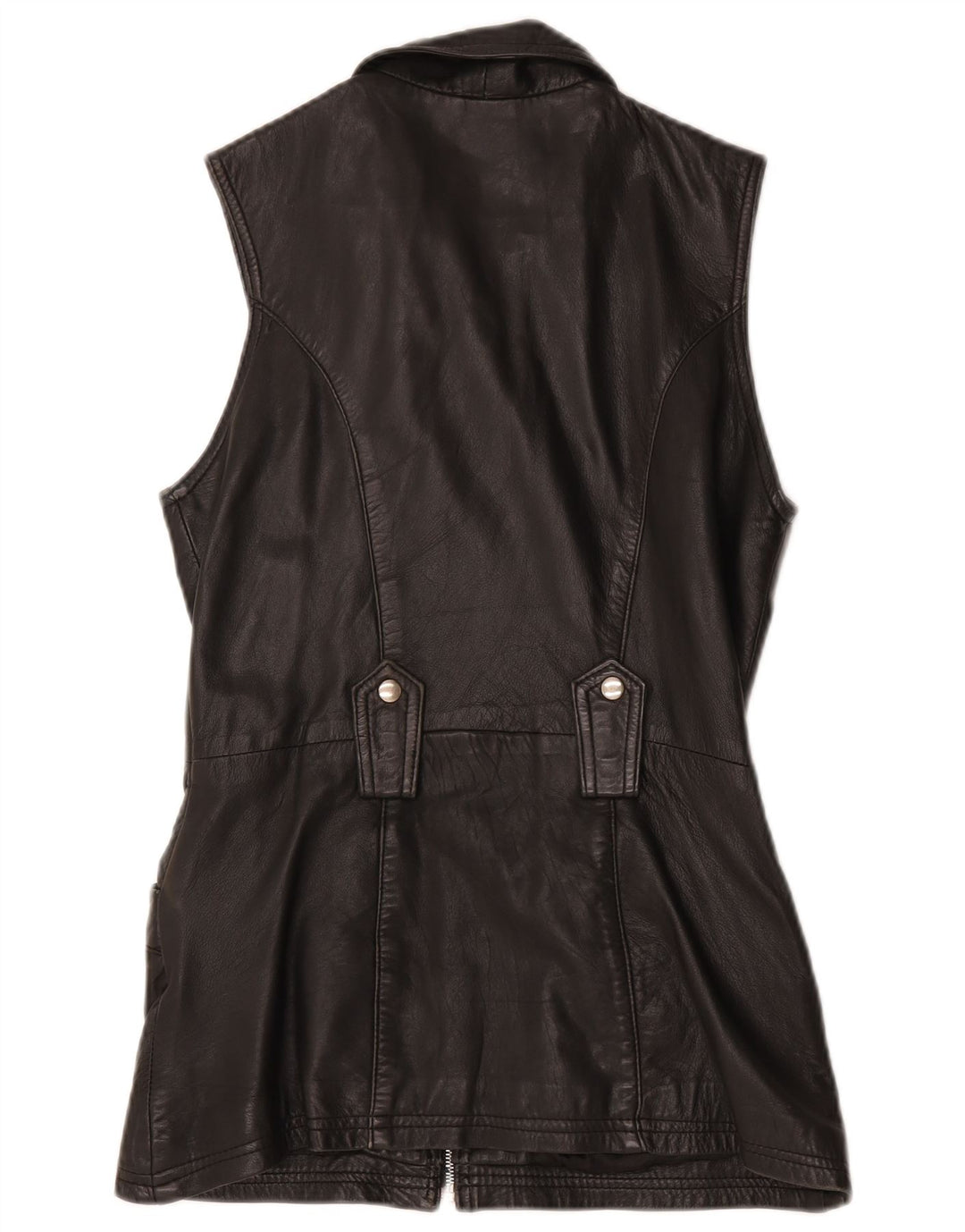 gilet en cuir femme vintage UK 12 Moyen Noir