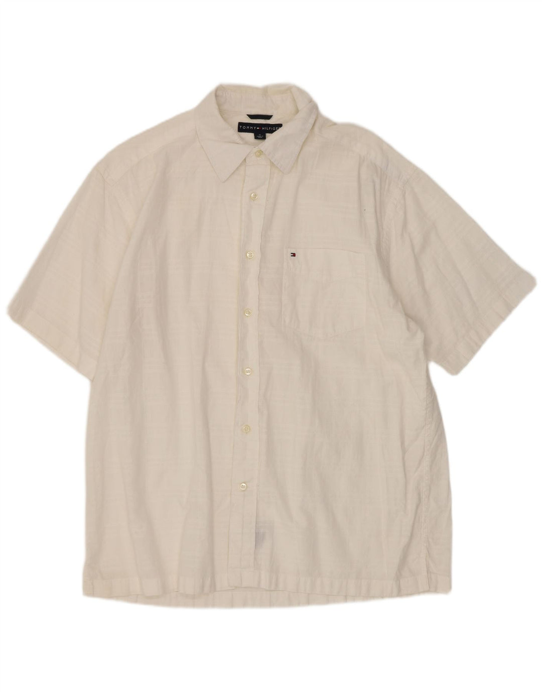 Tommy Hilfiger Chemise à manches courtes homme en coton à carreaux blanc moyen