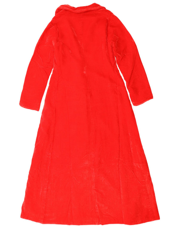 vintage Femmes Velours Double Breasted Manteau UK 12 Rouge Moyen