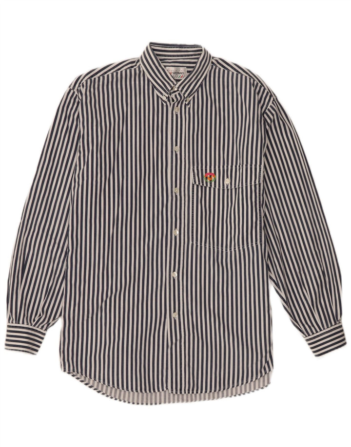 Stefanel Chemise Homme Bleu Marine Moyen Rayure Fine