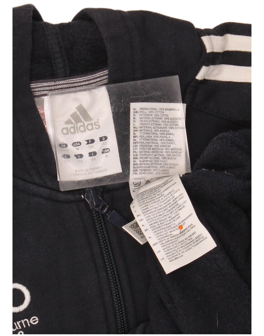 ADIDAS Pull à capuche zippé garçon 11-12 ans Bleu marine Coton