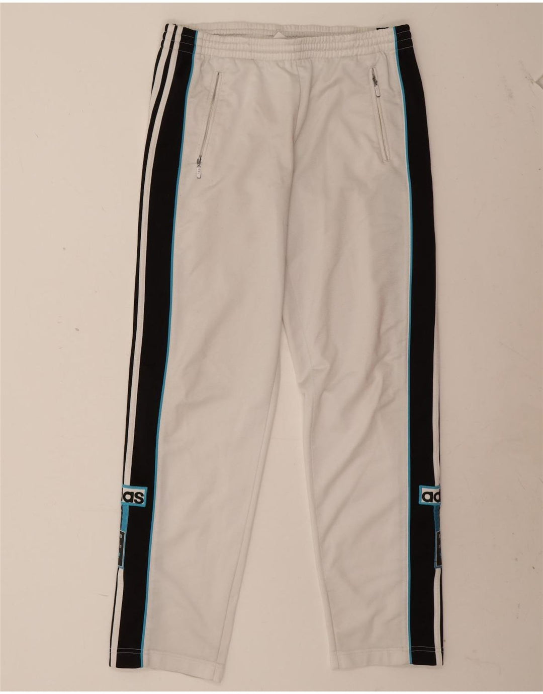 Adidas Pantalon de survêtement graphique pour homme en polyester color block blanc moyen