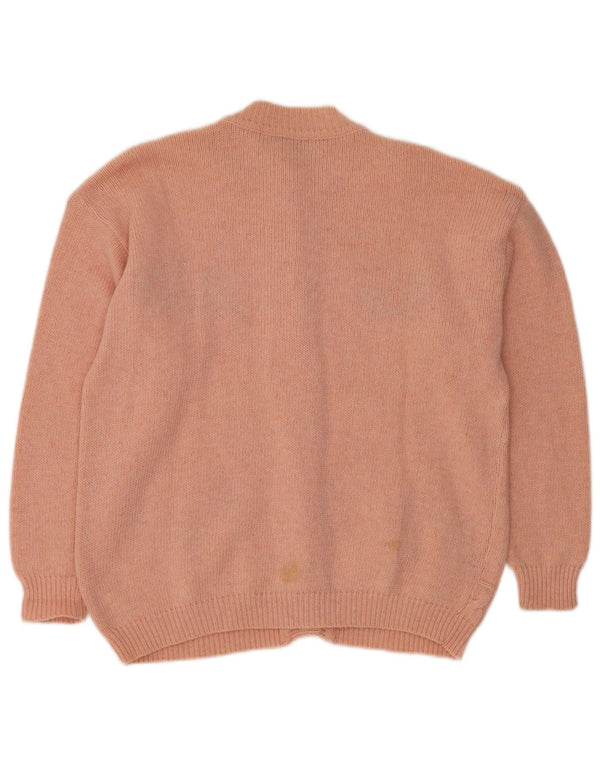 VINTAGE Femme Cardigan Pull UK 16 Grande Laine Florale Rose