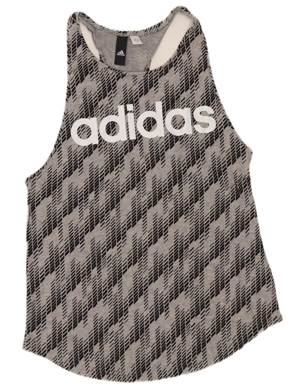 Adidas Débardeur graphique pour femme UK 8 Petit Gris Géométrique