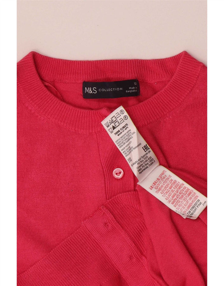 Marks & Spencer Pull cardigan court pour femme UK 12 Viscose rose moyen