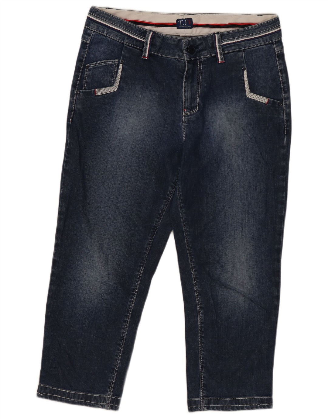 TRUSSARDI Femme Capri Jeans W30 L21 Bleu Marine Coton