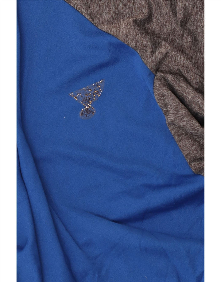 Majestic Haut Homme Manches 3/4 Bleu Moyen Colourblock