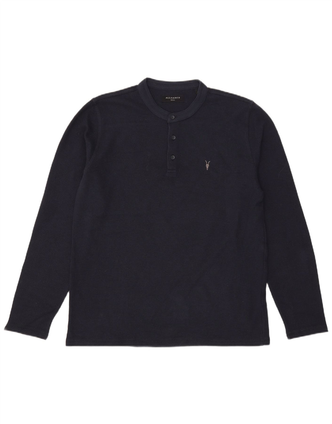 All Saints Haut à manches longues pour hommes en coton bleu marine Small