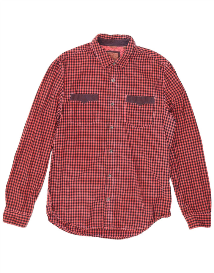 Guess Chemise Slim Fit Homme Rouge Moyen en Coton Vichy