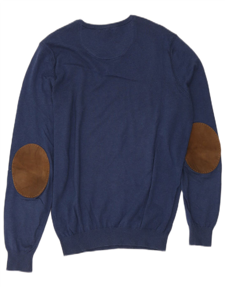 Massimo Dutti Pull col V Homme Bleu Marine Moyen Coton
