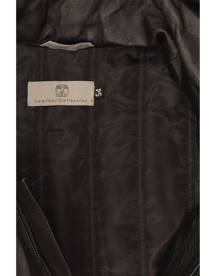 veste en cuir à capuche vintage pour hommes IT 54 2XL Noir