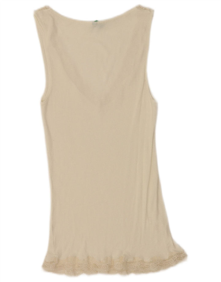 Benetton Chemisier sans manches pour femme UK 42 Blanc moyen