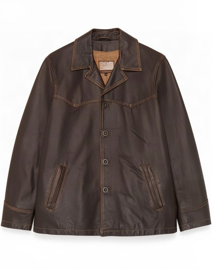 J.J.Scott Veste en cuir pour homme IT 48 Marron moyen