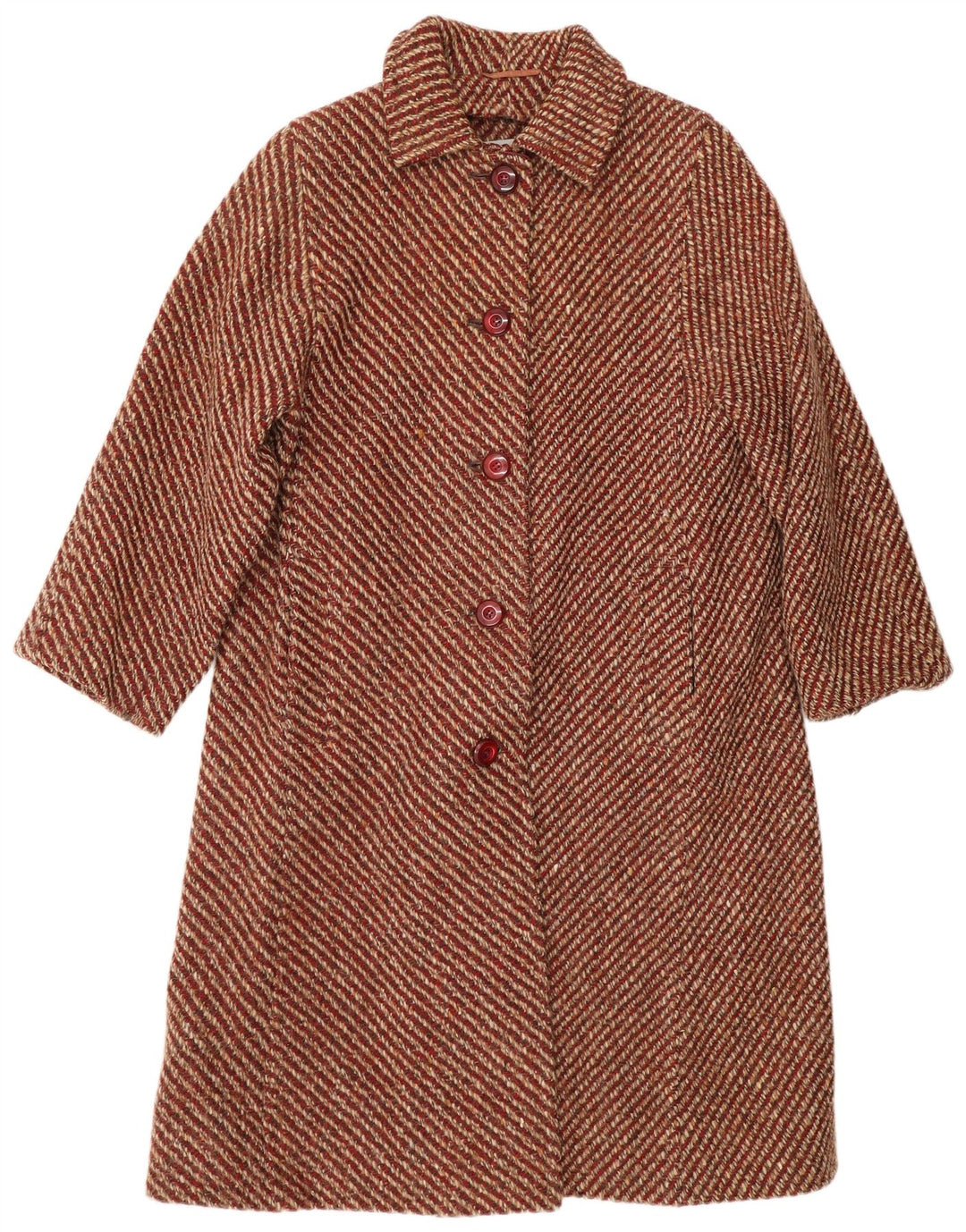 AQUASCUTUM Manteau Femme UK 12 Moyen Rouge Moucheté Nouvelle Laine Classique