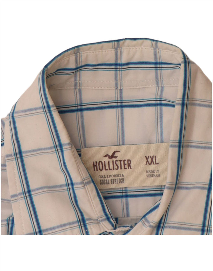 HOLLISTER Chemise à manches courtes pour garçon 15-16 ans 2XL Carreaux blancs