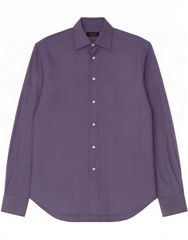Zara Chemise Homme EU 42 Large Bleu Marine À Fines Rayures