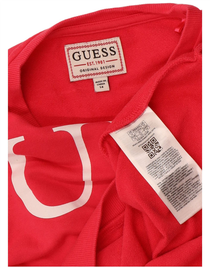 GUESS Sweat-shirt court graphique pour fille 13-14 ans Rose Coton