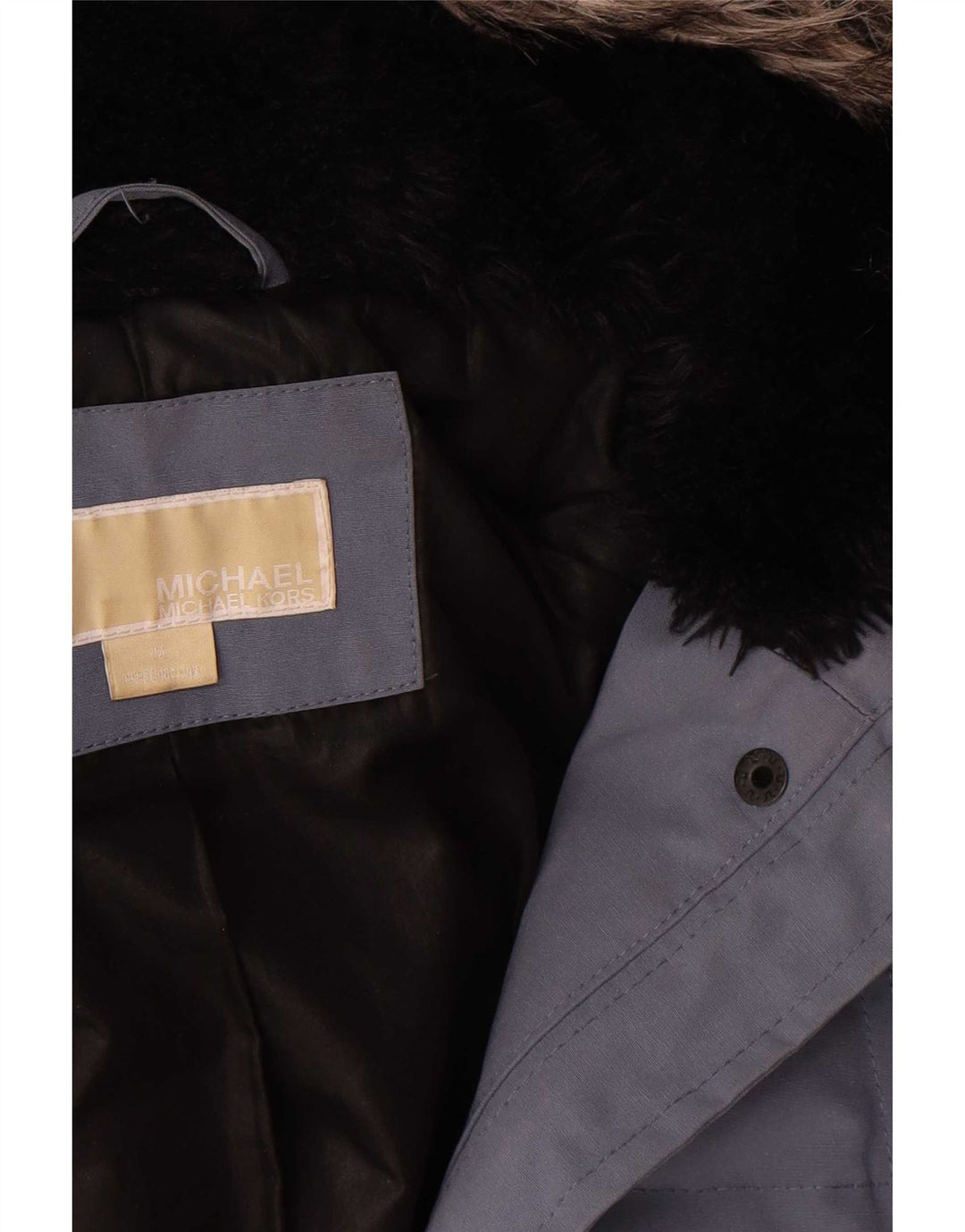 Michael Kors Manteau rembourré à capuche pour femme UK 14 Bleu moyen Polyester