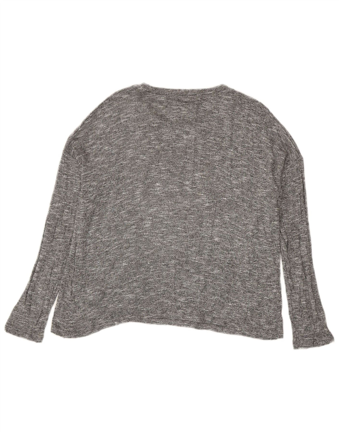 Zara Femme Top Manches Longues UK 44 Gris Moyen Viscose Moucheté