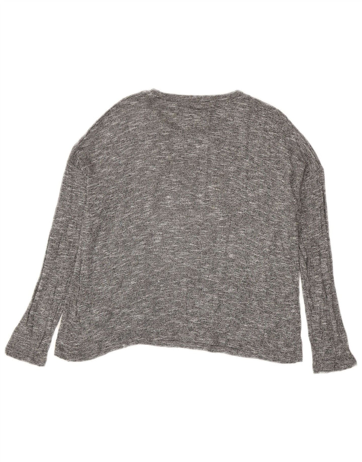 Zara Femme Top Manches Longues UK 44 Gris Moyen Viscose Moucheté