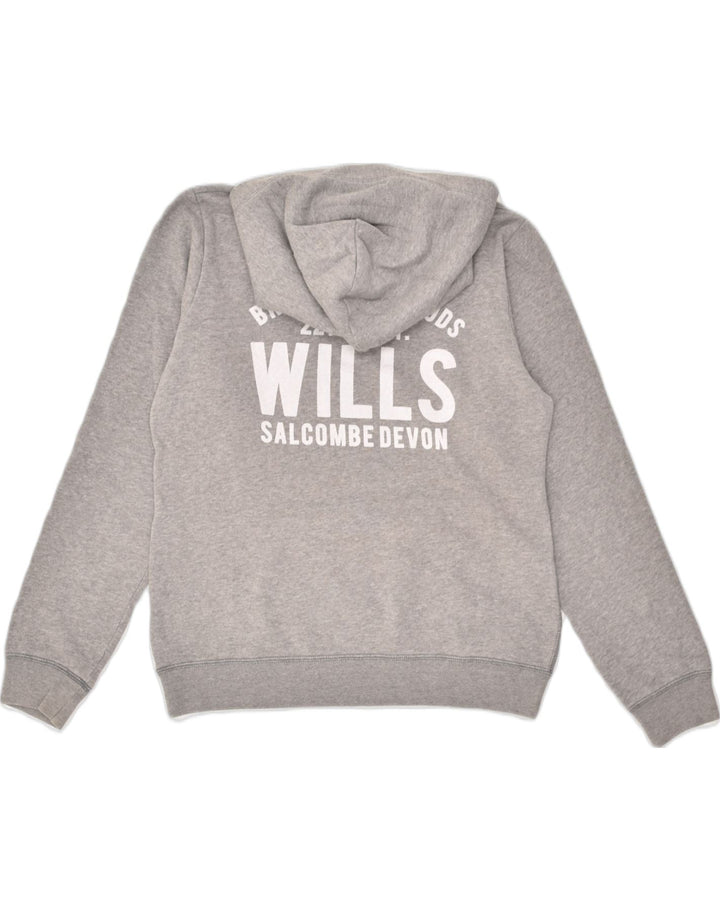 JACK WILLS Womens Graphic Hoodie Jumper UK 14 Large Grey Cotton | Vintage Jack Wills | Thrift | Second-Hand Jack Wills | Used Clothing | Messina Hembry 