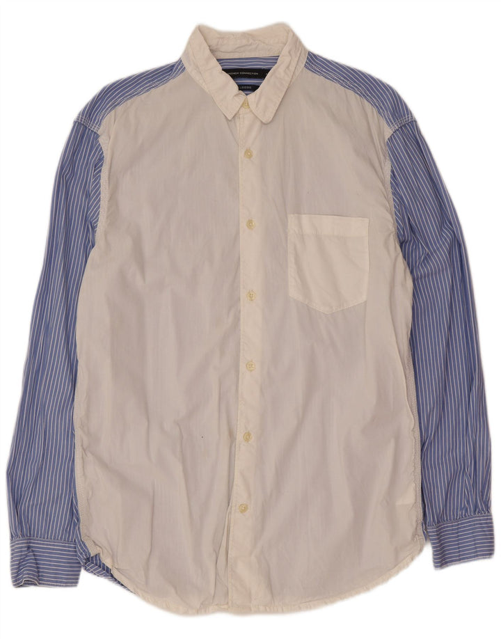 French Connection Chemise Homme Coton Colorblock Blanc Moyen