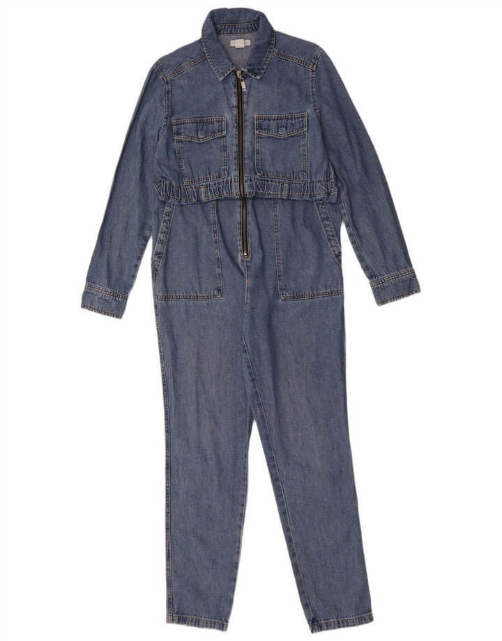 Topshop Combinaison en jean surdimensionnée à manches longues pour femme UK 10 Petit Bleu