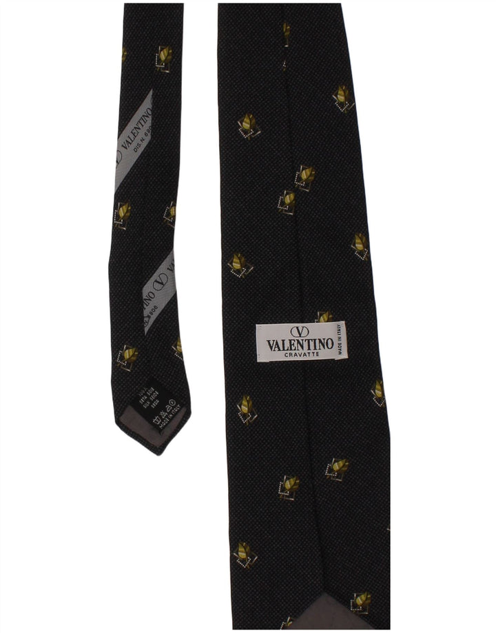 Valentino Cravate Cravate Homme Taille Unique Noir Floral Soie Designer