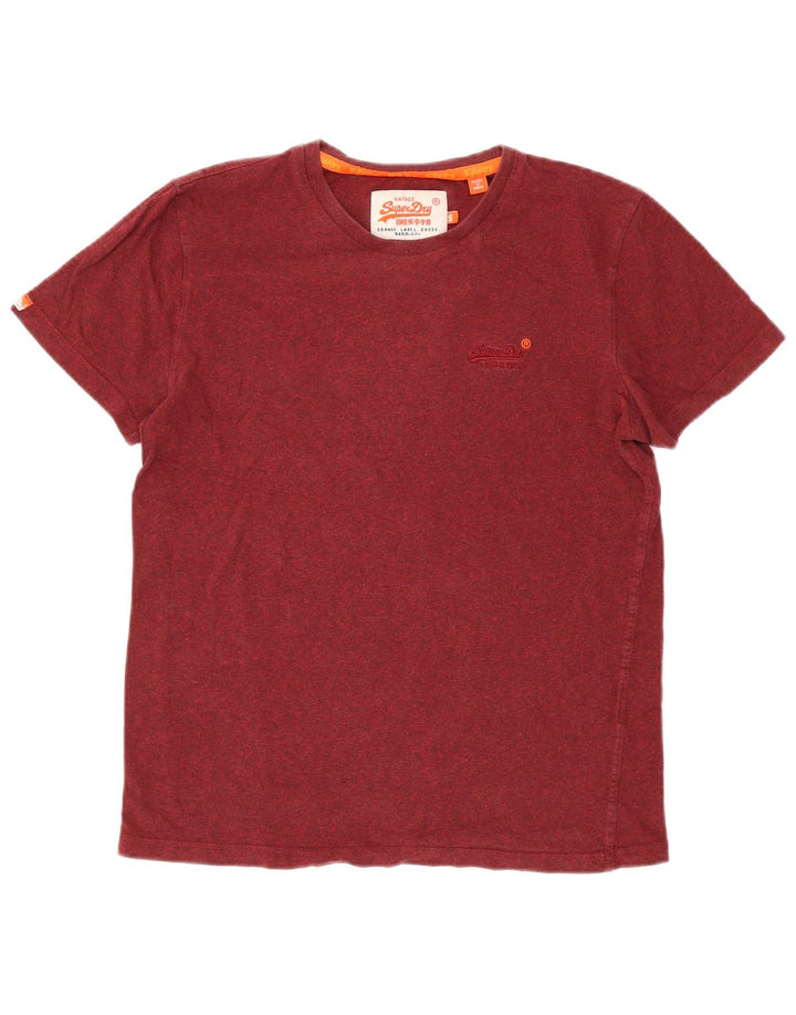 SUPERDRY Homme T-Shirt Top Small Rouge Moucheté Coton