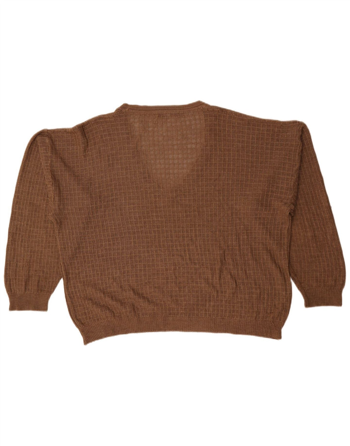 Pierre Cardin Pull surdimensionné à col en V pour homme IT 56 2XL Marron à carreaux