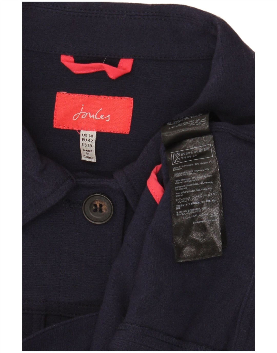 Joules Womens Crop Bomber Jacket UK 14 Large Bleu Marine Polyester