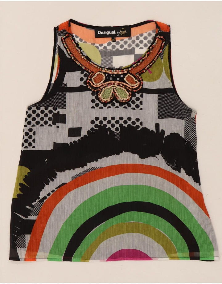 DESIGUAL Femme Chemisier Graphique Top UK 6 XS Multicolore Géométrique