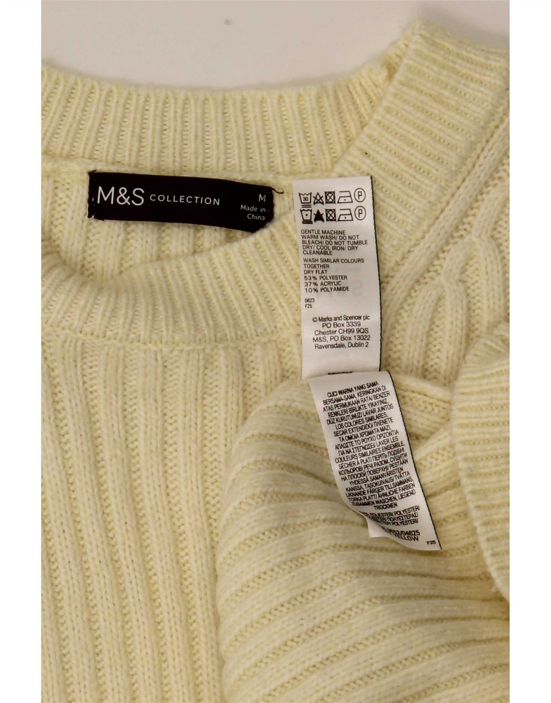 Marks & Spencer Pull à col rond pour femme UK 14 Jaune moyen