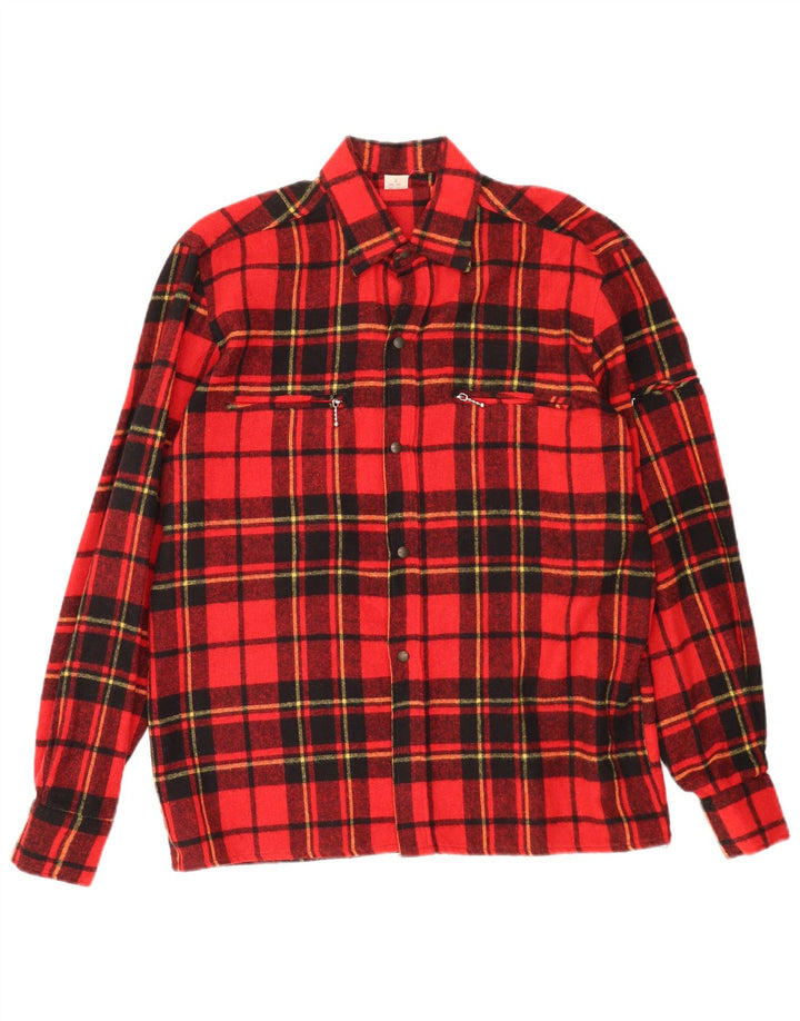 vintage Chemise en flanelle pour hommes Petite laine à carreaux rouges