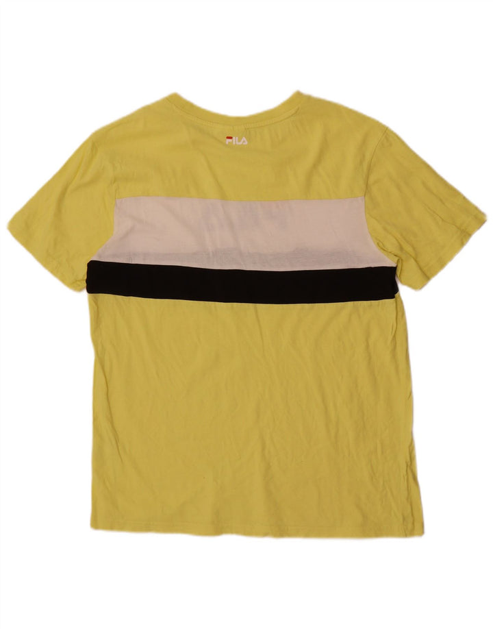 Fila T-Shirt Graphique Homme Jaune Moyen Coton Colorblock