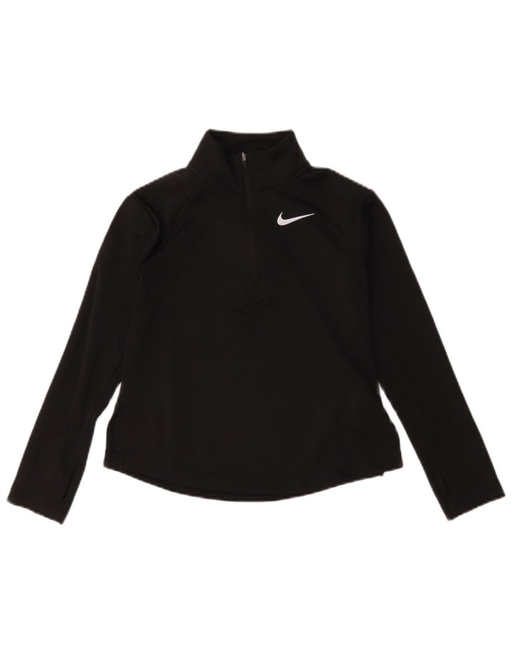 Nike Filles Dri Fit Zip Neck Pull Survêtement Haut 8-9 ans Petit Noir