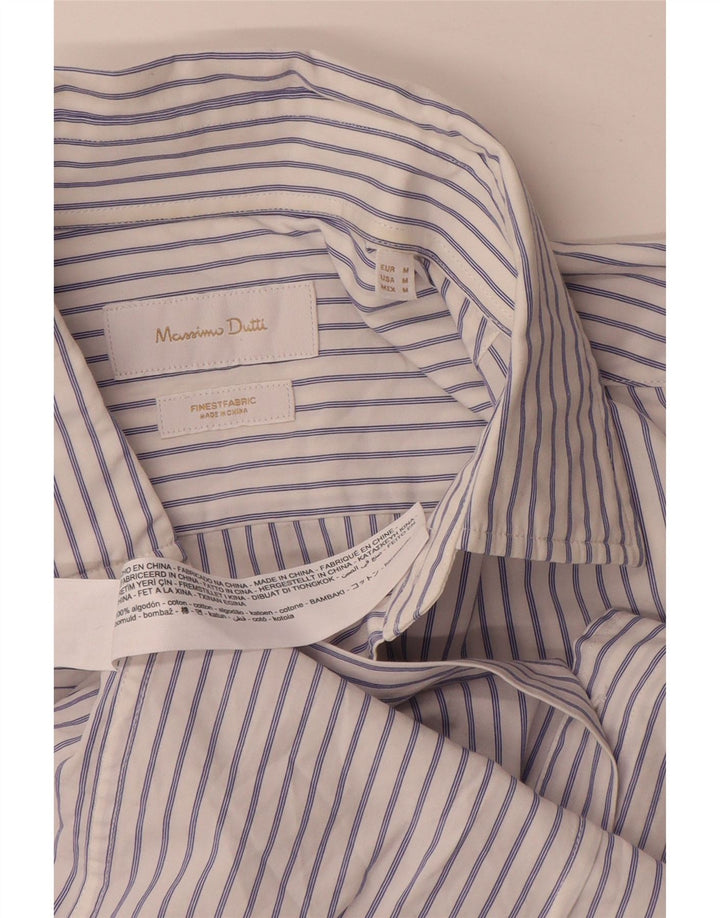 Massimo Dutti Chemise Homme Coton à fines rayures blanc moyen