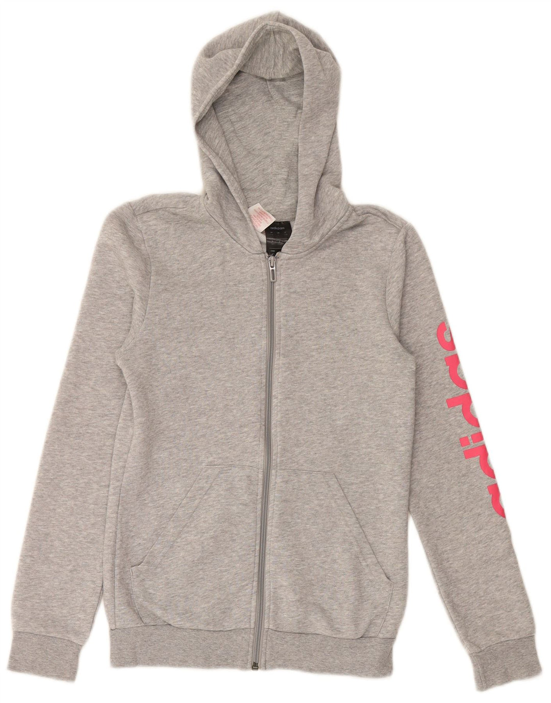 ADIDAS Pull à capuche zippé graphique fille 13-14 ans Gris Coton