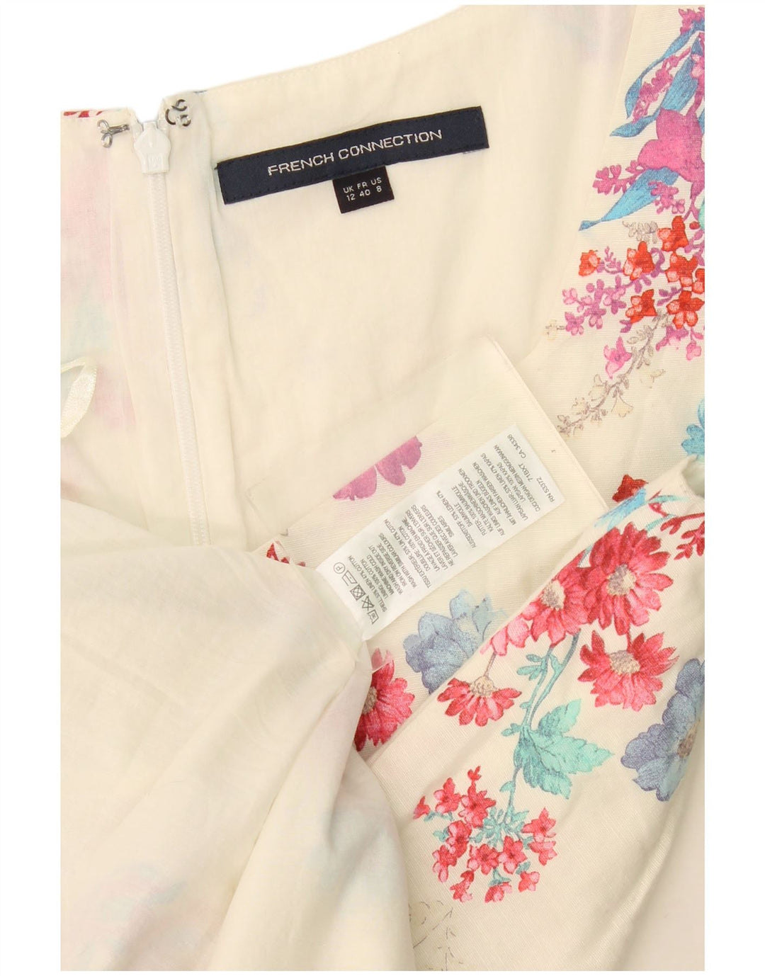French Connection Robe trapèze pour femme UK 42 Medium Blanc cassé Floral