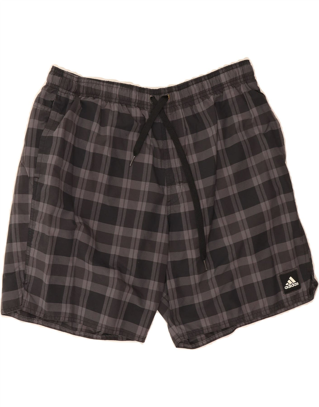 ADIDAS Mens Sport Shorts XL Grey Check Polyester Vintage Adidas and Second-Hand Adidas from Messina Hembry 