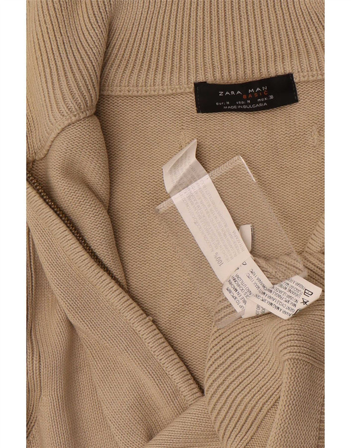 Zara Homme Cardigan Pull Beige Moyen Coton