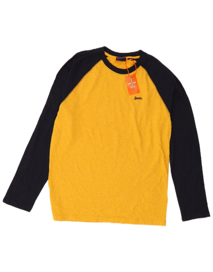 Superdry Haut à Manches Longues en Coton Colorblock Jaune Moyen Homme
