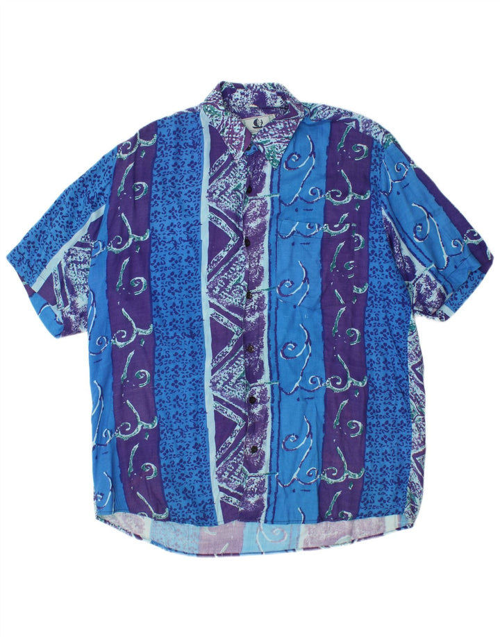 Collins Chemise à Manches Courtes Homme Bleu Moyen Paisley Viscose