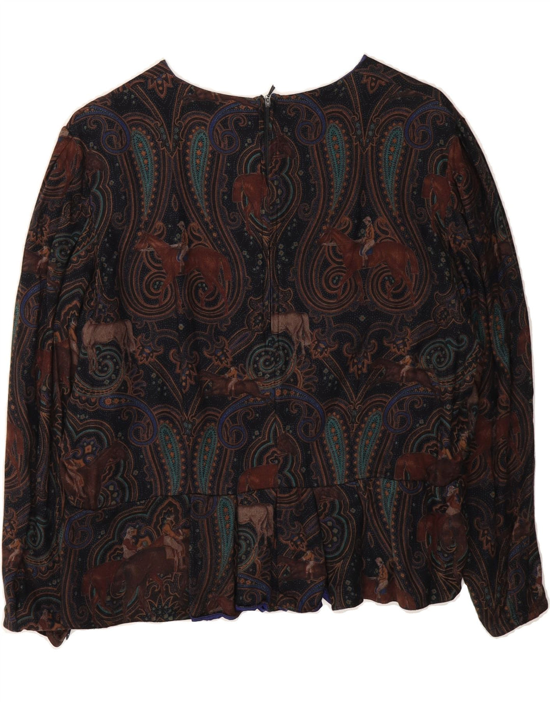 VINTAGE Womens Abstract Pattern Long Sleeve Blouse Top UK 12 Medium Brown Vintage Vintage and Second-Hand Vintage from Messina Hembry 