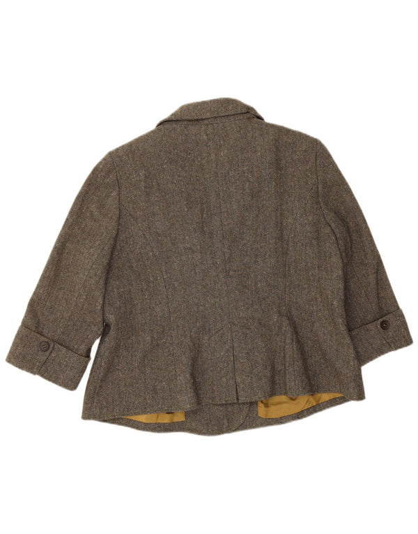 Monsoon Caban court à manches 3/4 pour femme UK 18 XL en laine à chevrons gris