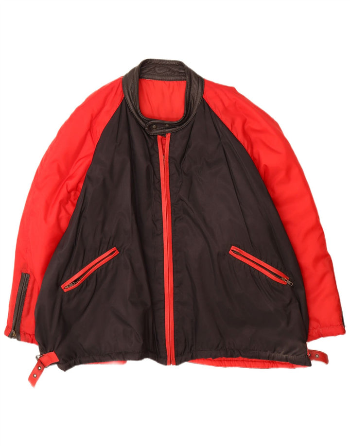 vintage Mens Bomber Jacket UK 42 XL Rouge Colourblock Polyamide