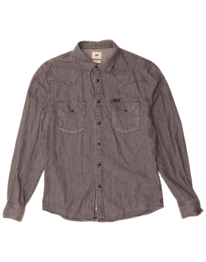 Lee Chemise en Jean Coupe Slim Homme Gris Coton