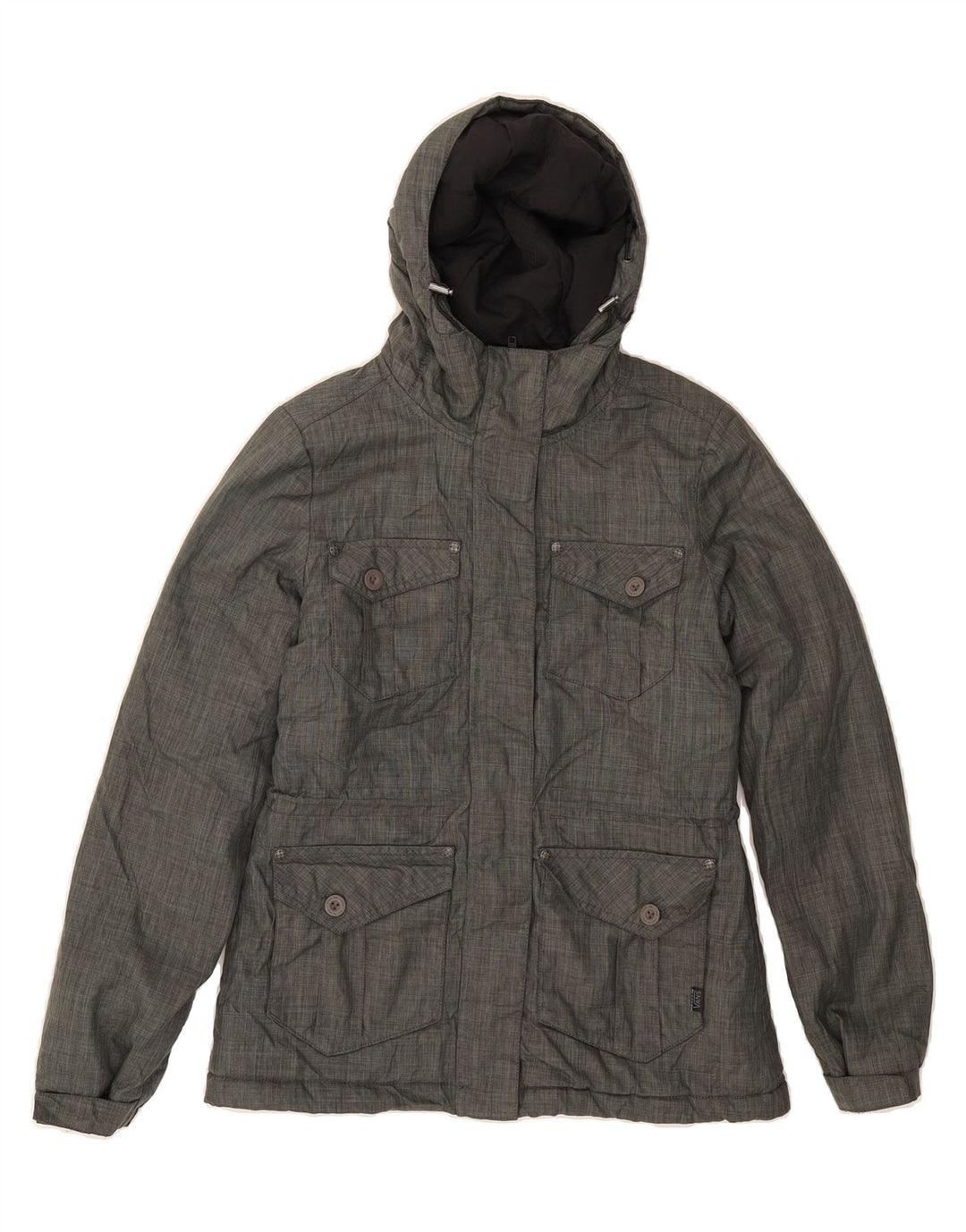 VANS Womens Hooded Windbreaker Jacket UK 10 Small Grey Polyester Vintage Vans and Second-Hand Vans from Messina Hembry 