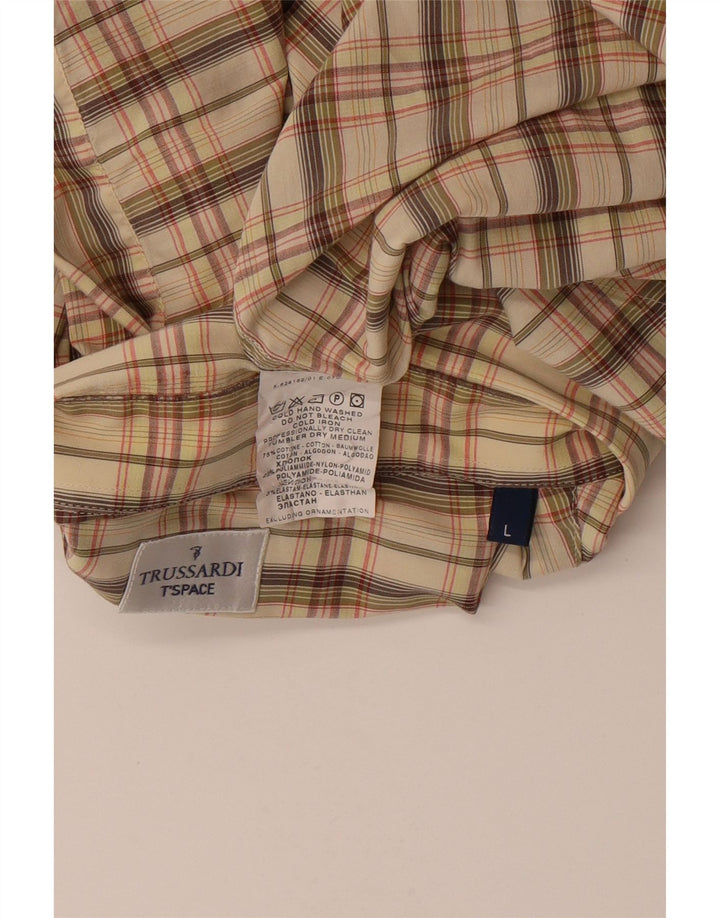 Trussardi Chemise À Carreaux Grand Carreau Beige Coton