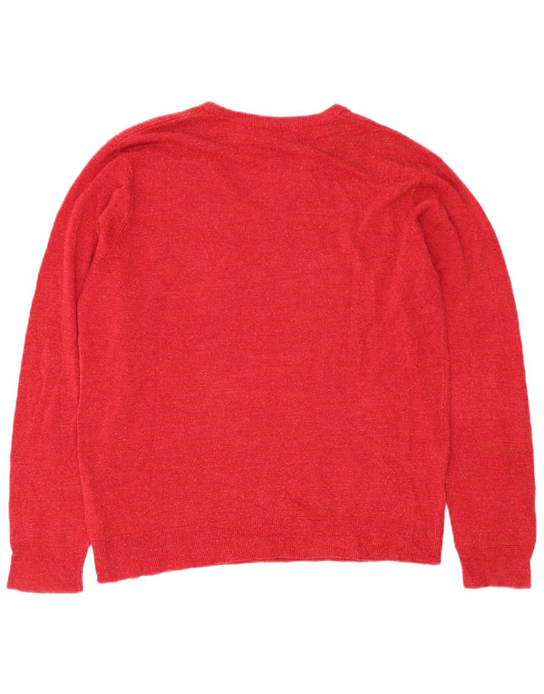Marks & Spencer Pull col V pour homme en acrylique rouge Taille L